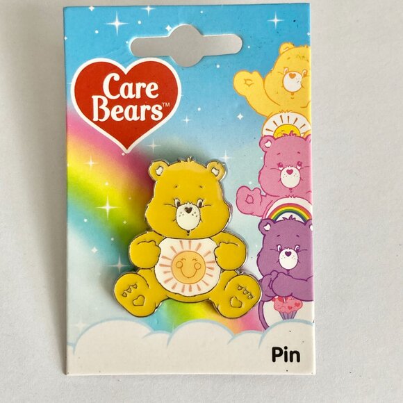Care Bears Funshine Bear Pin Tie Tac Lapel Hat Yellow Enamel Neon Tuesday NWT - Picture 2 of 10